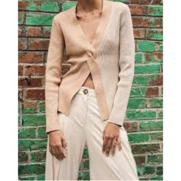 NAADAM Sweaters - Naadam Ribbed Twist Front Sweater In Oatmeal Combo In Multi Sz M